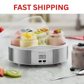 Baulia 851826008059 Automatic Electric Yogurt Maker With Glass Jars And Digital Timer