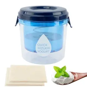 Jianwei 694579010807 Greek Yogurt Strainer With Lid Reusable Filter Ultra Fine Blue