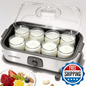 Joymech B0fg7wkzy1 Yogurt Maker Machine 8 Glass Jars With Lids Reusable For Yoghurt Oatme