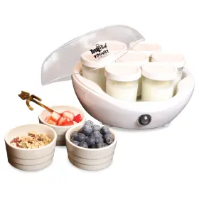 Nobrand Tcym-07 Total Chef Yogurt Maker 1l 1.1 Qt With 7 Glass Jars And Lids White