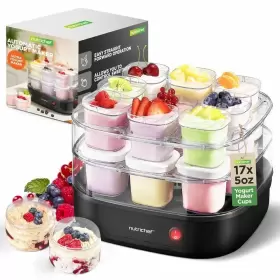 Nutrichef Nckn128g17 Automatic Yogurt Maker- With 5 Oz. 17 Reusable Cups Lids