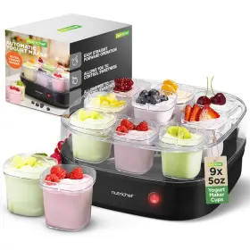 Nutrichef Nckn128g9 Temperature Control 9 Cups Greek Yogurt Maker Machine 45 Ounces Black
