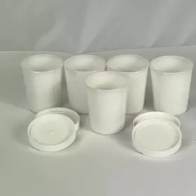 Salton Gm-w5 Lot 5 Cups 4 Lids Vintage Yogurt Maker Milk Glass Replacement