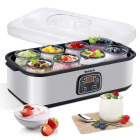 Suteck 978153792926 Yogurt Maker With 8 Glass Jars Time And Temp Adjustable Control Machine