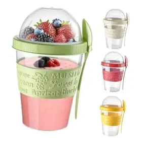Titiz Plastik Yp-0987 4 Pack Of 20 Oz Yogurt Parfait Cups With Lids Reusable Crunch Cup Portable