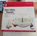 Euro Cuisine Ym80 Automatic Electric Yogurt Maker White 8 Jars Built-in Timer. Fixed Price $24.99.